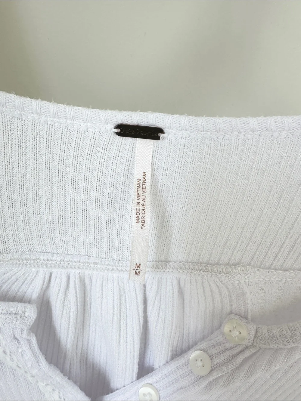 Free People Leo Henley Long Sleeve Tee Oversized White Size Medium
